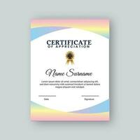 editable certificado de apreciación modelo diseño con degradado colores. vector