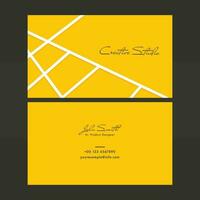 Yellow Color Business Card Design With Front And Back Presentation For Creative Studio. vector