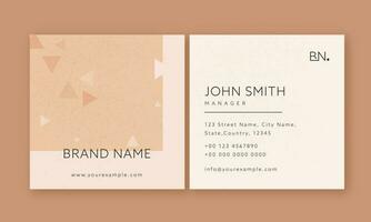 Editable Square Business Or Visiting Card In Front And Back Side. vector