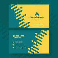 Abstract Business Card Design In Teal And Yellow Color. vector