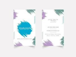 Vertical Business Card Templates With Brush Stroke Effect In White Color. vector