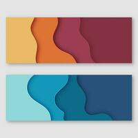 Colorful Abstract Paper Cut Overlapping Background In Two Options. vector