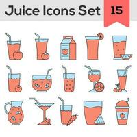 Red And Blue Color Juice Icon Set In Flat Style. vector