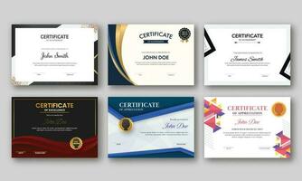 Set Of Horizontal Certificate Template Layout On Gray Background. vector