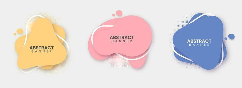 Abstract Fluid Color Badges Set On White Background.