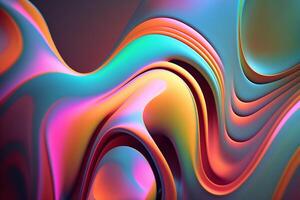 Iridescent holographic colorful undulatory liquid fluid abstract background. photo