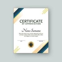 Certificate Of Appreciation Template Layout In White Color. vector