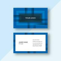 Blue And White Business Card Template Design With Double-Sides. vector