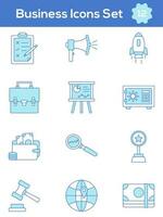 Set Of Business Icon In Blue And White Color. vector