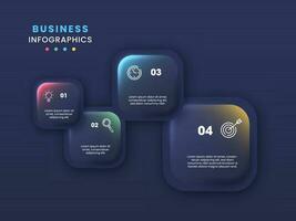 Business Infographic Template Design With Four Steps On Blue Background. vector