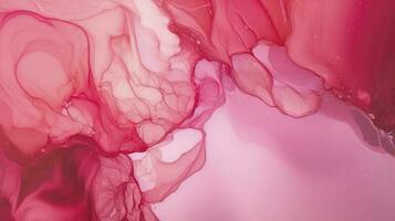 Abstract alcohol ink texture marble style background pink and gold texture, Pink abstract alcohol ink background fluid watercolor, generate ai photo