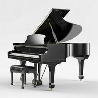 black grand piano isolated on white background, generate ai photo