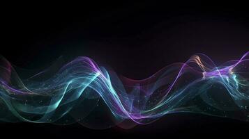 abstract background with glowing purple and golden and blue wavy lines, generate ai photo