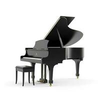 black grand piano isolated on white background, generate ai photo