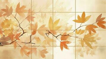 Autumn background with watercolor leaves on top, in the style of light orange and light beige, high resolution, simple designs, generat ai photo