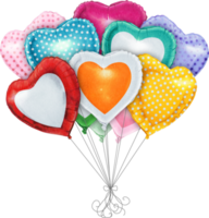 watercolor hand drawn heart shaped realistic balloons png