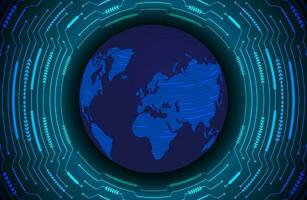 Modern Holographic Globe on Technology Background vector