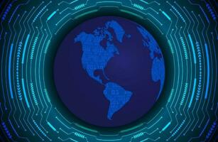 Modern Holographic Globe on Technology Background vector