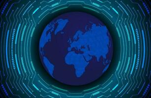 Modern Holographic Globe on Technology Background vector