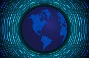 Modern Holographic Globe on Technology Background vector