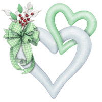 watercolor decorative linked hearts with bow png