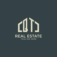 QT initial monogram logo for real estate design vector