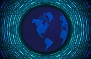 Modern Holographic Globe on Technology Background vector