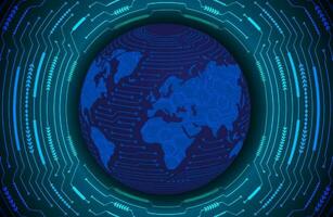 Modern Holographic Globe on Technology Background vector