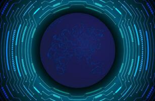 Modern Holographic Globe on Technology Background vector