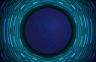 Modern Holographic Globe on Technology Background vector