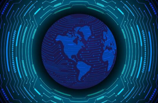 Modern Holographic Globe on Technology Background vector