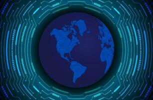 Modern Holographic Globe on Technology Background vector