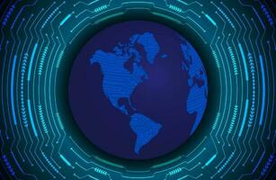 Modern Holographic Globe on Technology Background vector