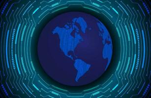 Modern Holographic Globe on Technology Background vector