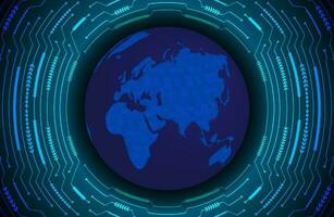 Modern Holographic Globe on Technology Background vector