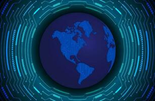 Modern Holographic Globe on Technology Background vector