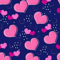 Pink Hearts Decorated On Blue Background For Love Theme. vector