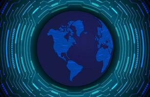 Modern Holographic Globe on Technology Background vector