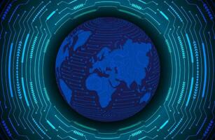 Modern Holographic Globe on Technology Background vector