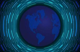 Modern Holographic Globe on Technology Background vector