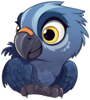 Funny and cute bird transparency sticker, Hyacinth Macaw. . png