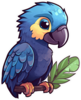 Funny and cute bird transparency sticker, Hyacinth Macaw. . png