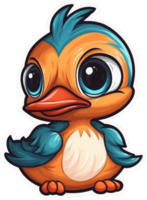 Funny and cute bird transparency sticker, Mandarin Duck. . png