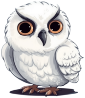 Funny and cute bird transparency sticker, Snowy Owl. . png