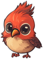 Funny and cute bird transparency sticker, Northern Cardinal. . png