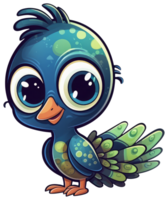 Funny and cute bird transparency sticker, Peacock. . png