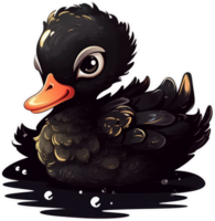 gracioso y linda pájaro transparencia pegatina, negro cisne. ai generativo. png