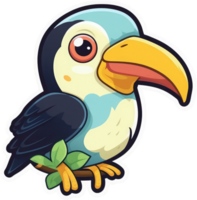 Funny and cute bird transparency sticker, Keel-billed Toucan. . png
