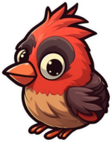 Funny and cute bird transparency sticker, Northern Cardinal. . png