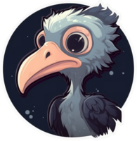 grappig en schattig vogel transparantie sticker, maraboe ooievaar. ai generatief. png